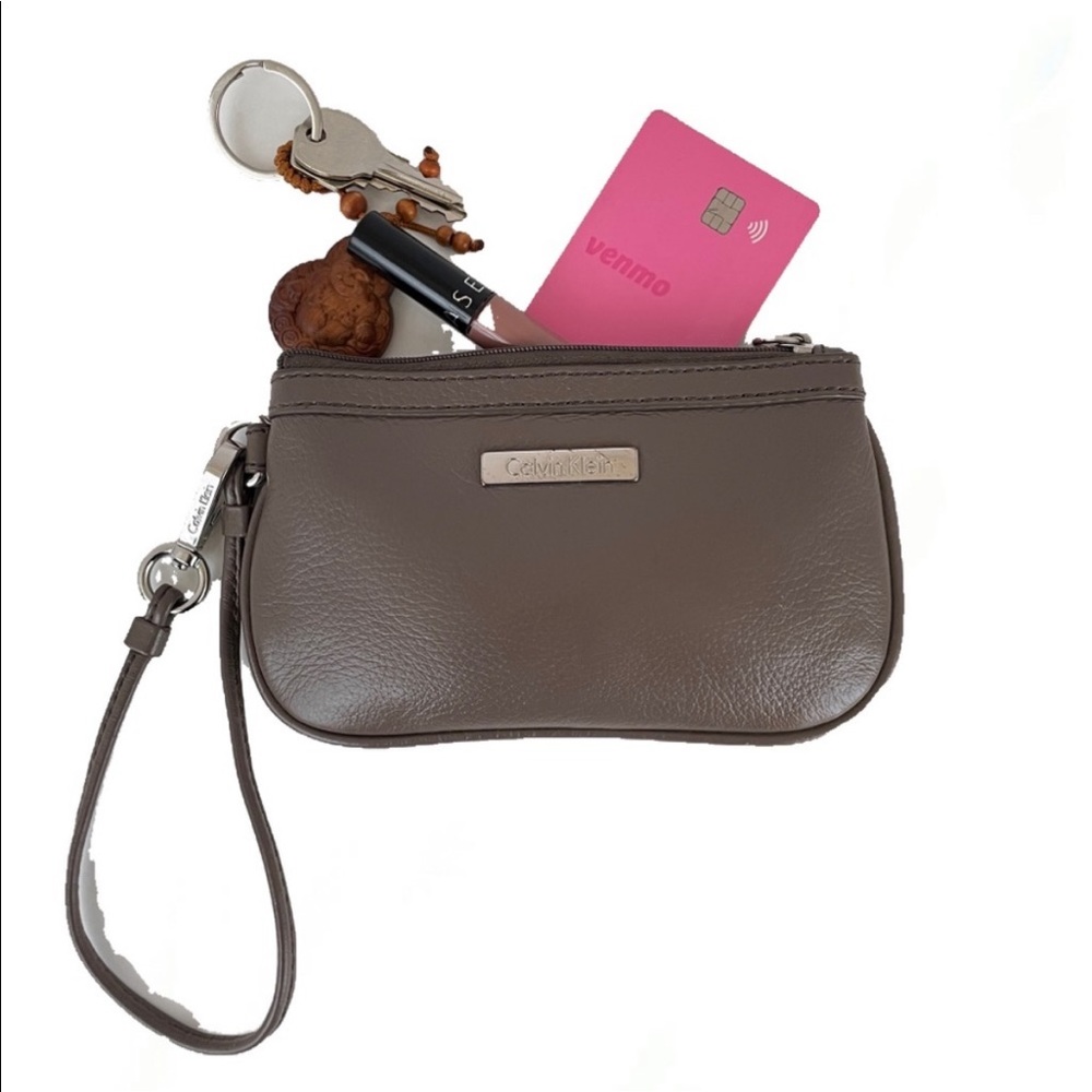 Calvin Klein Taupe Leather Wristlet - Picture 3 of 7